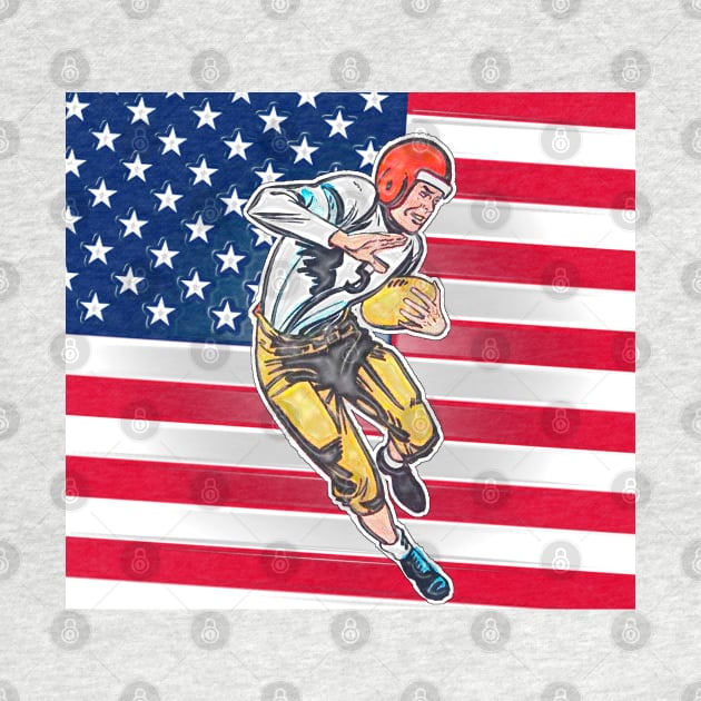 Football Athlete and American Flag by Marccelus